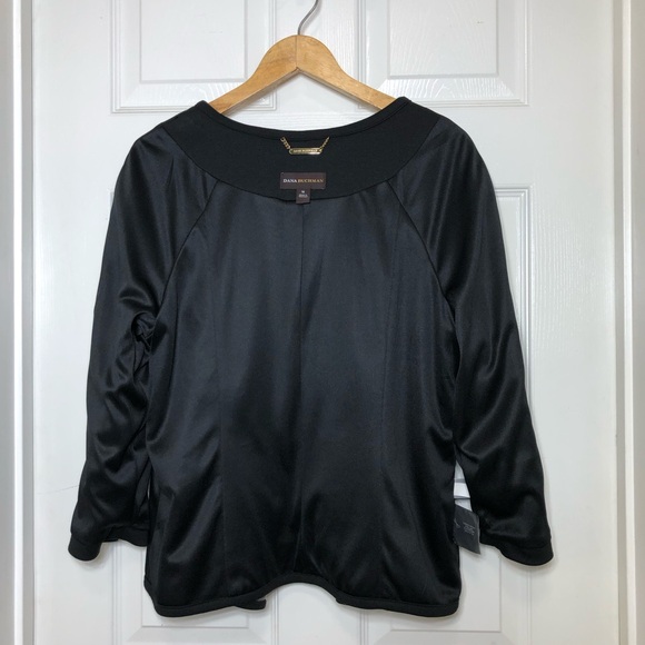 Dana Buchman Women’s Open Waterfall Front Tweed Black Gray Jacket Blazer Size 16 - Picture 7 of 15